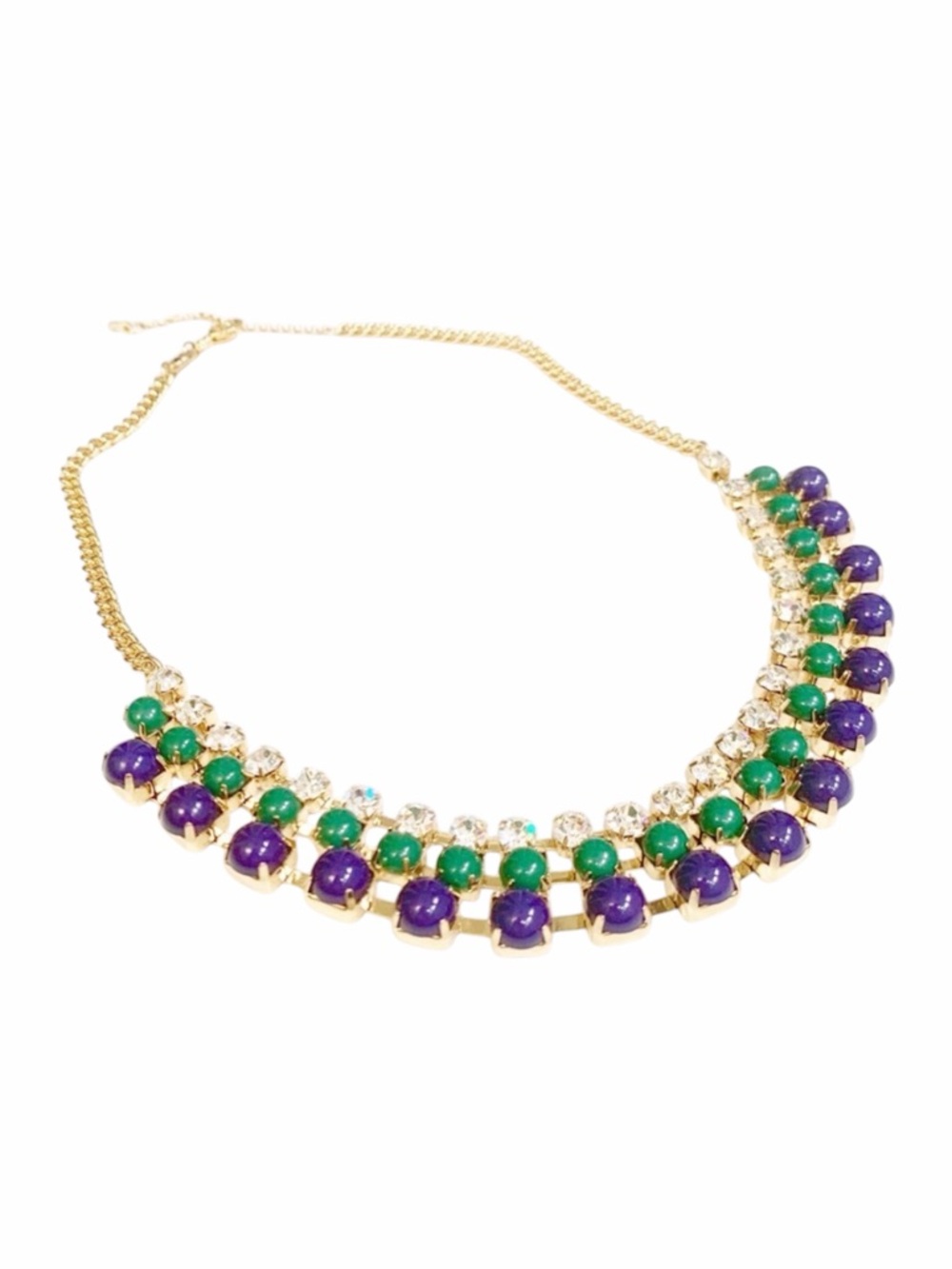 Fossil Blue Green Rhinestone Statement Necklace NWOT